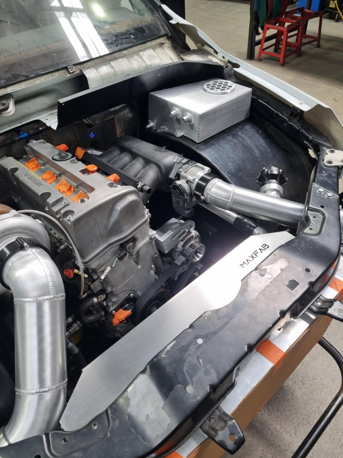 K24 Turbo
Custom intercooler piping
Wiggins clamps
GFB BOV
Custom Intercooler
Intercooler piping