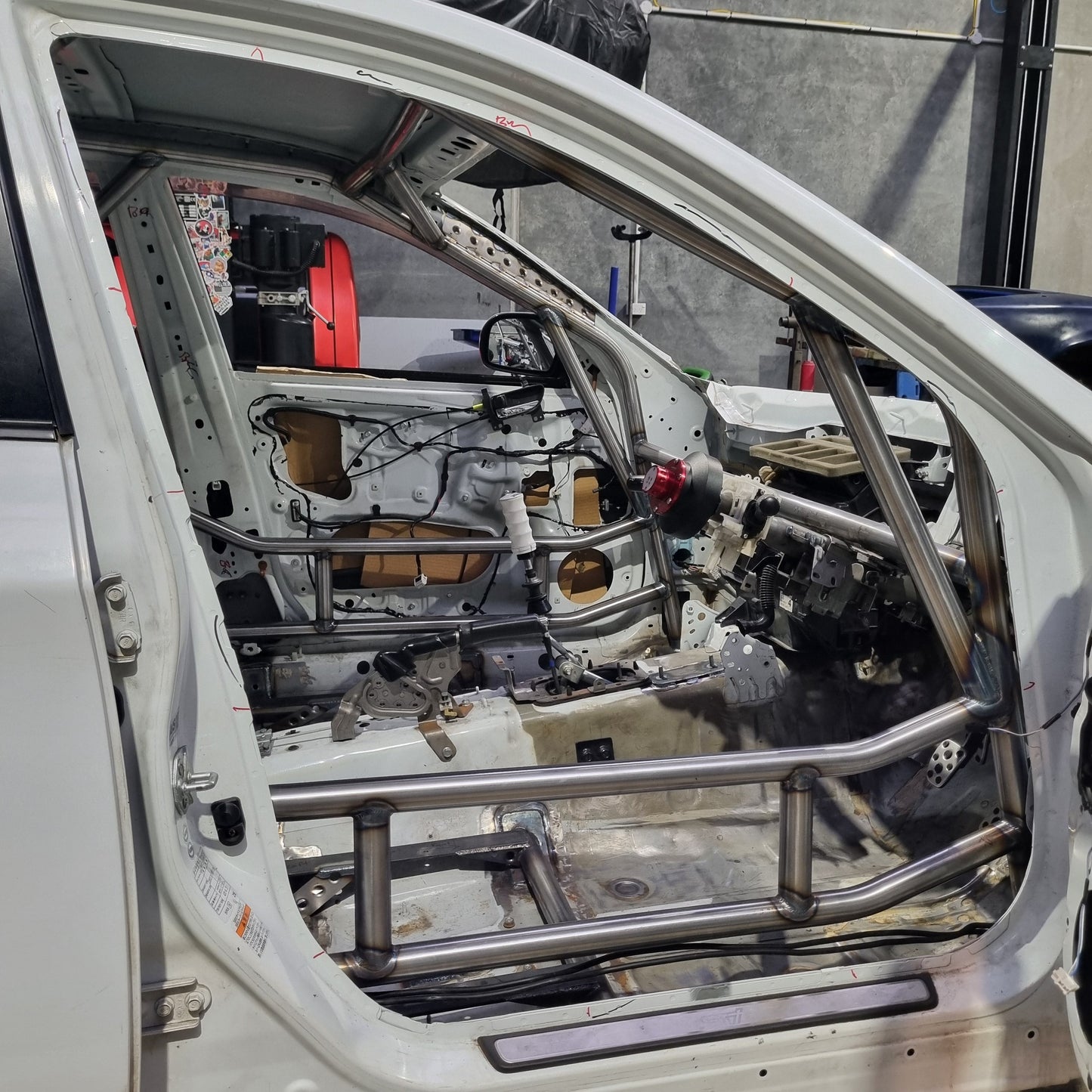 Subaru GRB rollcage, side intrusion, front laterals