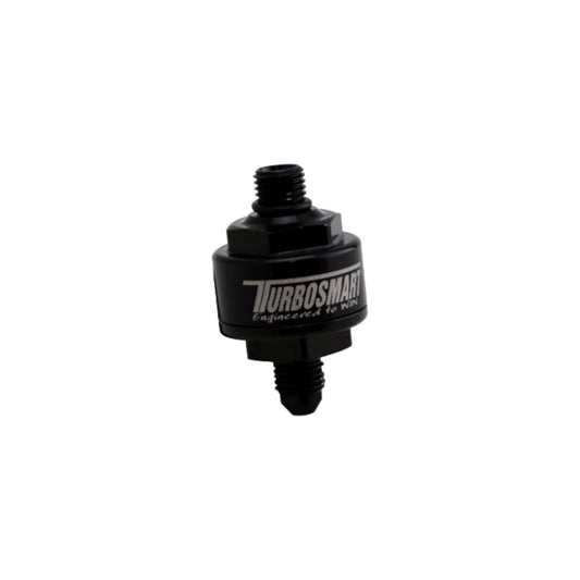 Turbosmart Billet Turbo Oil Feed Filter 44um AN-4 to AN-4 ORB - Black